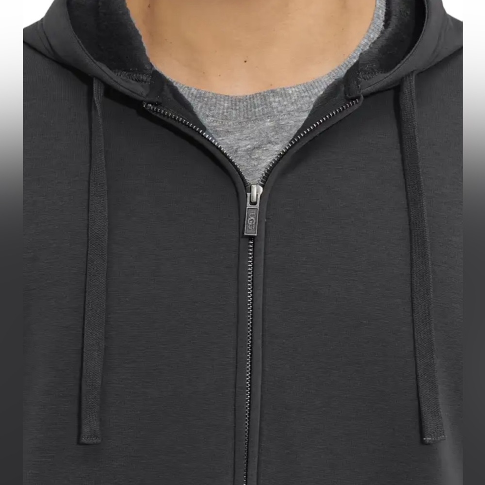 Men’s UGG Gordon Zipped Hoodie Jacket in Black-Fleece-lined-Size Extra Large - Picture 4 of 8